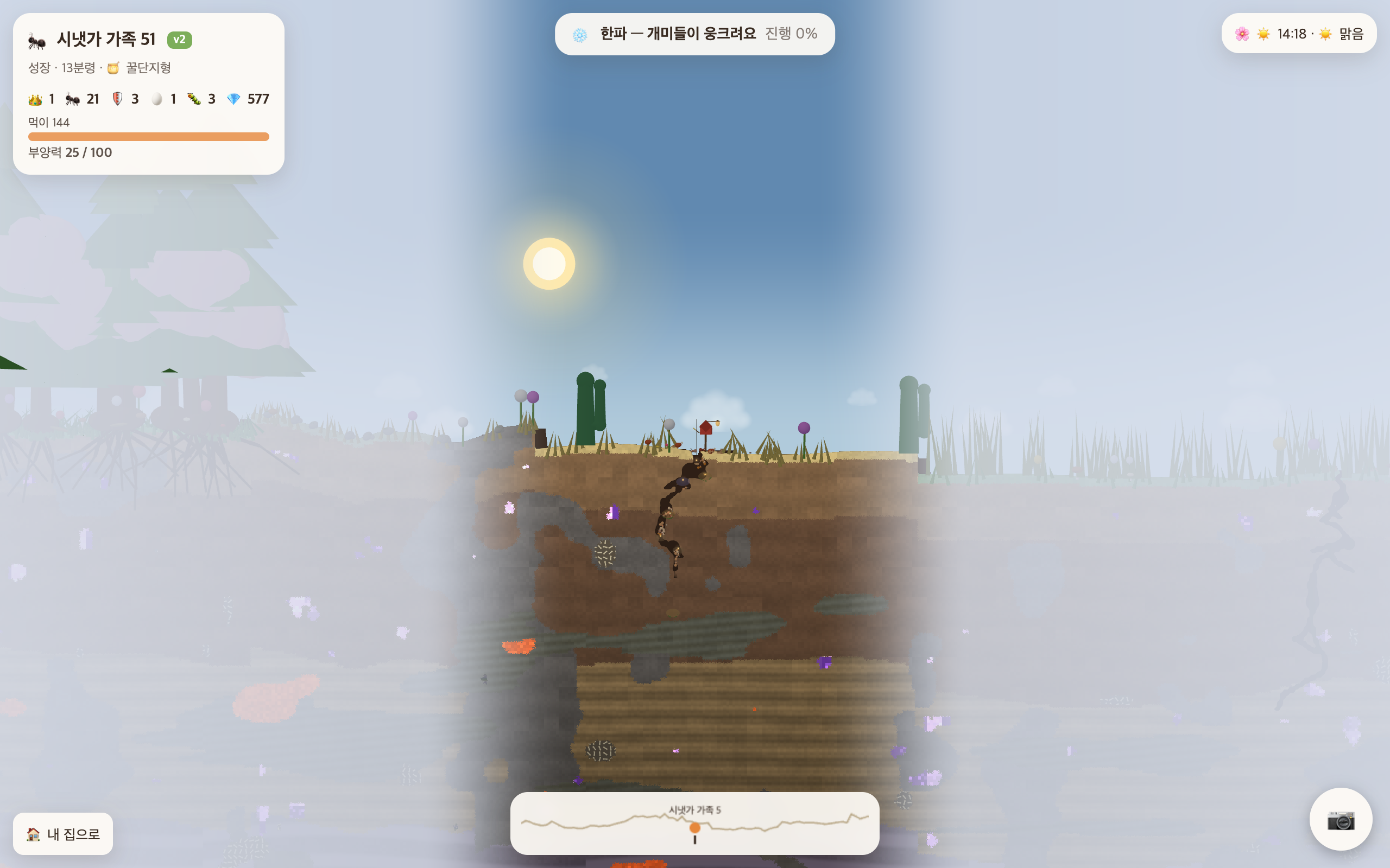 한파 배너 — 개미들이 웅크려요